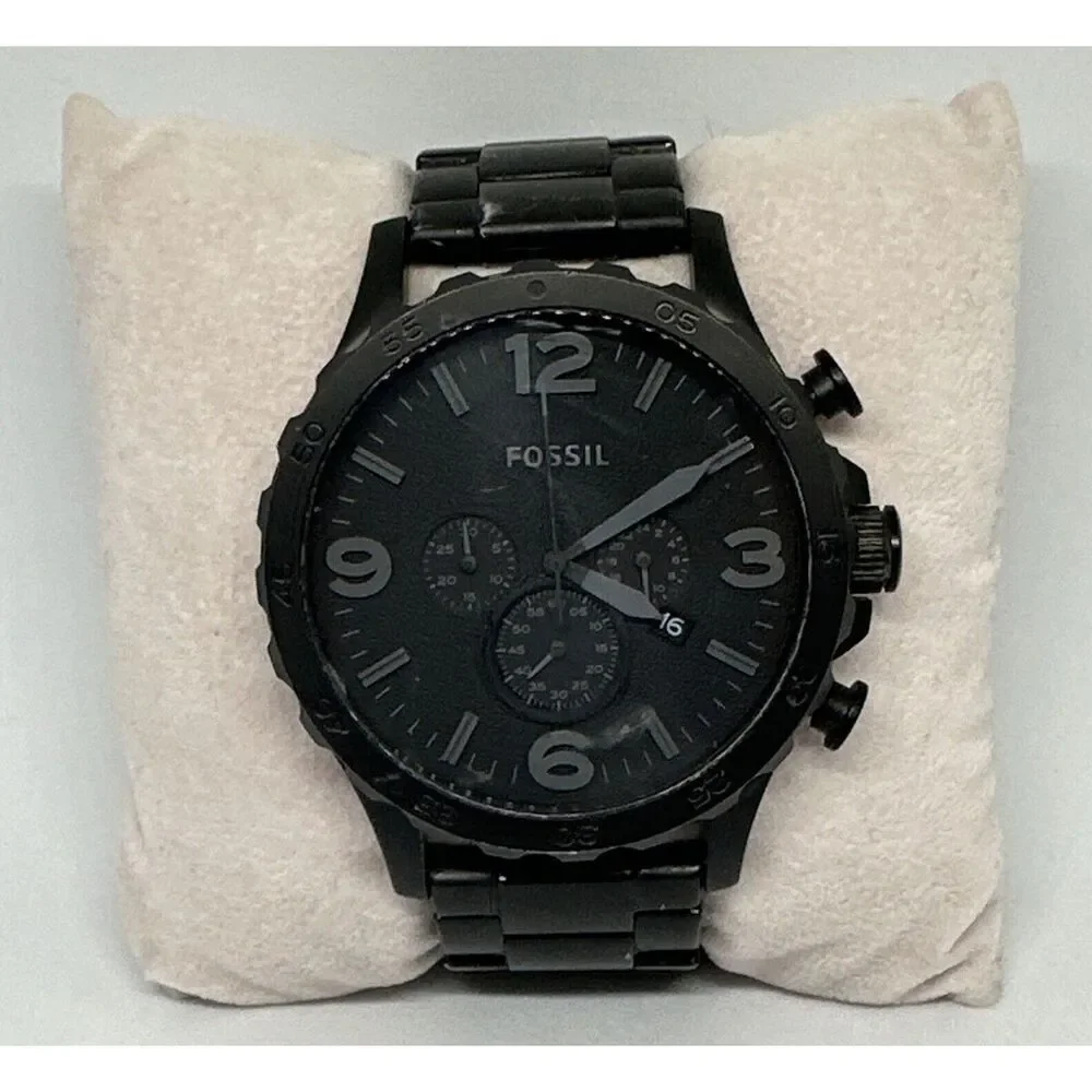 Fossil JR1523 Men's Black Stainless Steel Analog Dial Chronograph Watch HME355